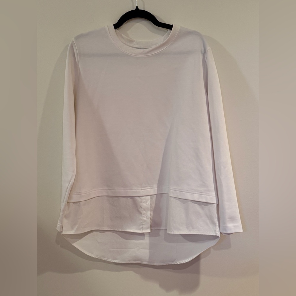Athleta White Layered Long Sleeve Top - Large